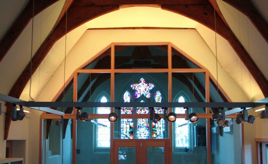 Internal fabric canopy within school