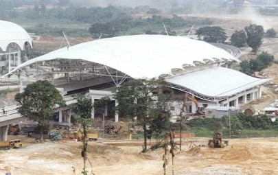 PVC canopy over railway platforms