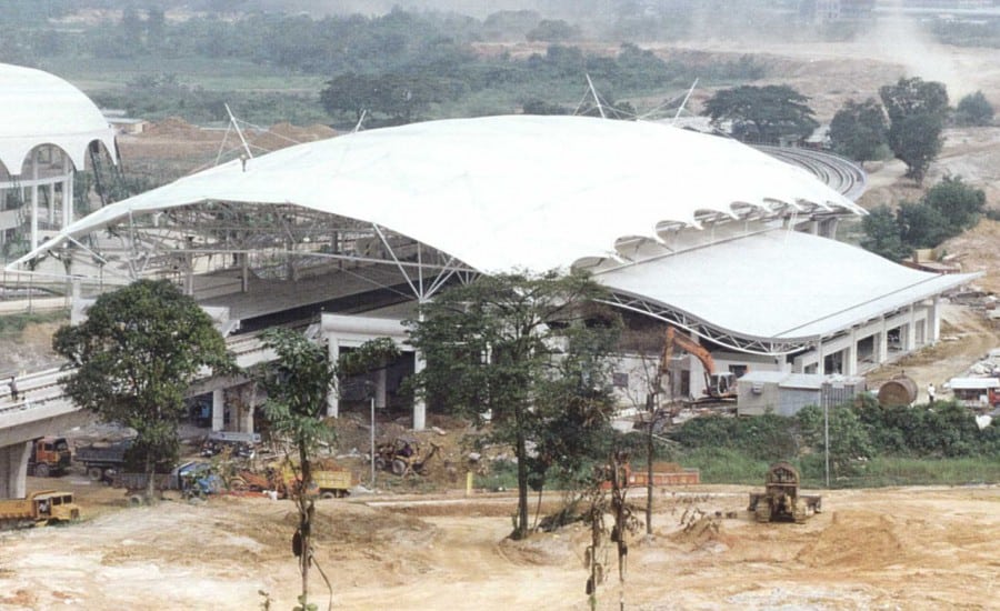 PVC canopy over railway platforms