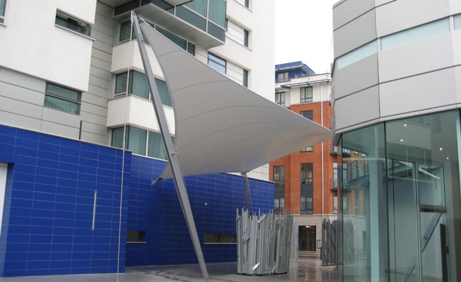 Fabric hypar canopy feature