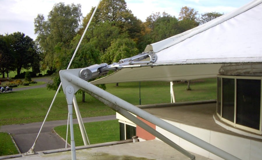 Tensile canopy roof incorporating natural light