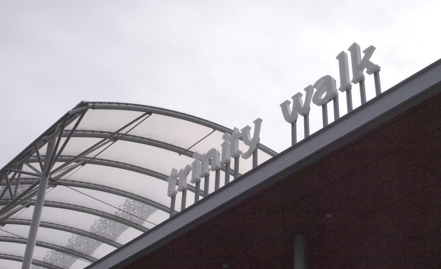 Clear fabric roof over shops