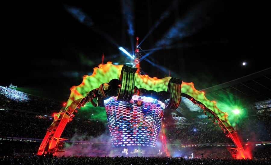 Fabric structure on stage at night