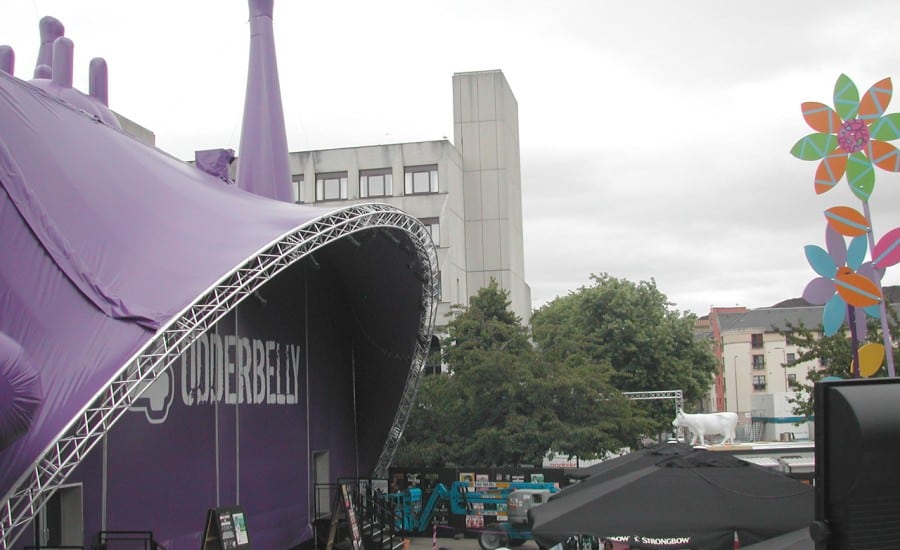 Unique purple fabric travelling theatre