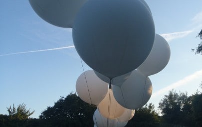 Weather ballons used for fabric sculpture