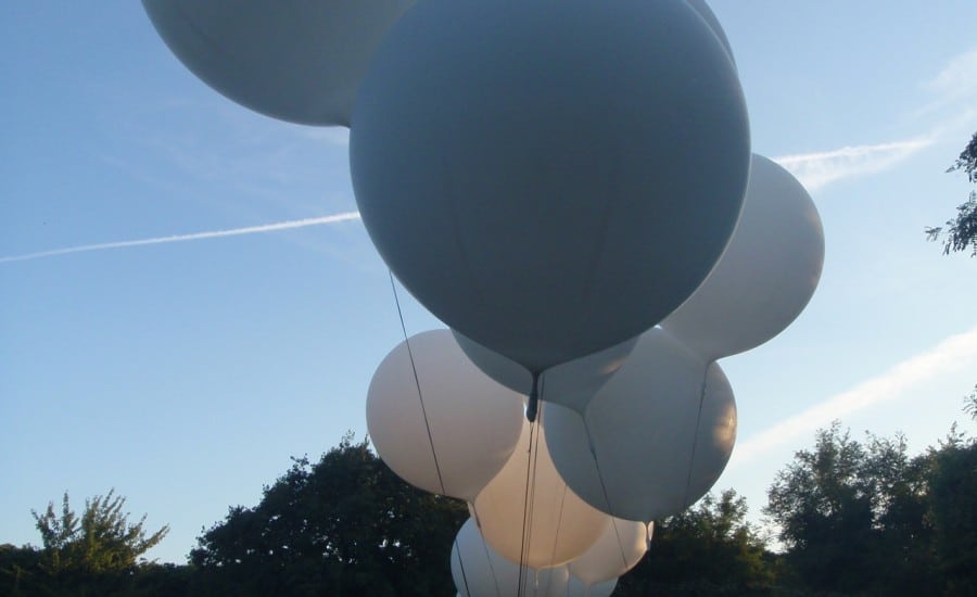 Weather ballons used for fabric sculpture