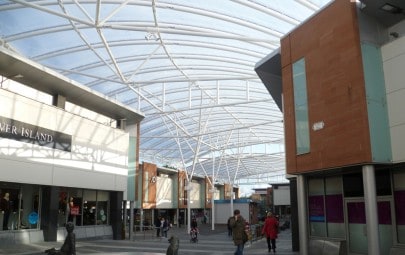 ETFE canopy over shops