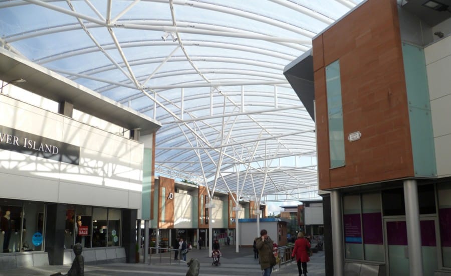 ETFE canopy over shops