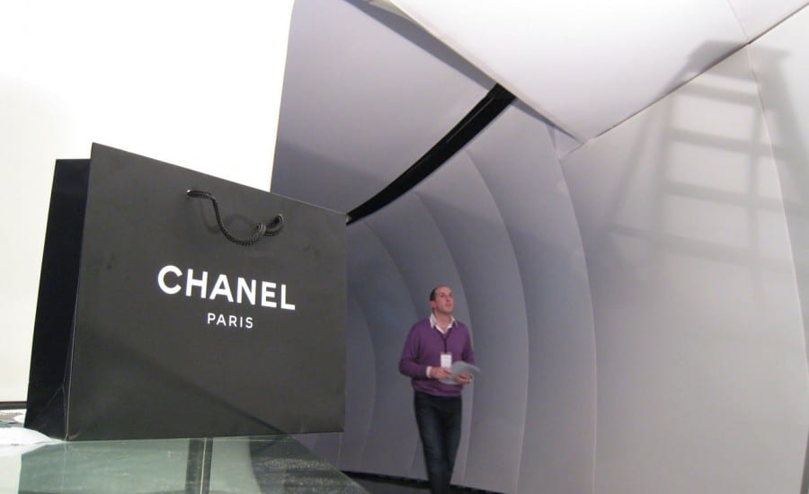 Fabric clad demountable structure for Chanel Paris