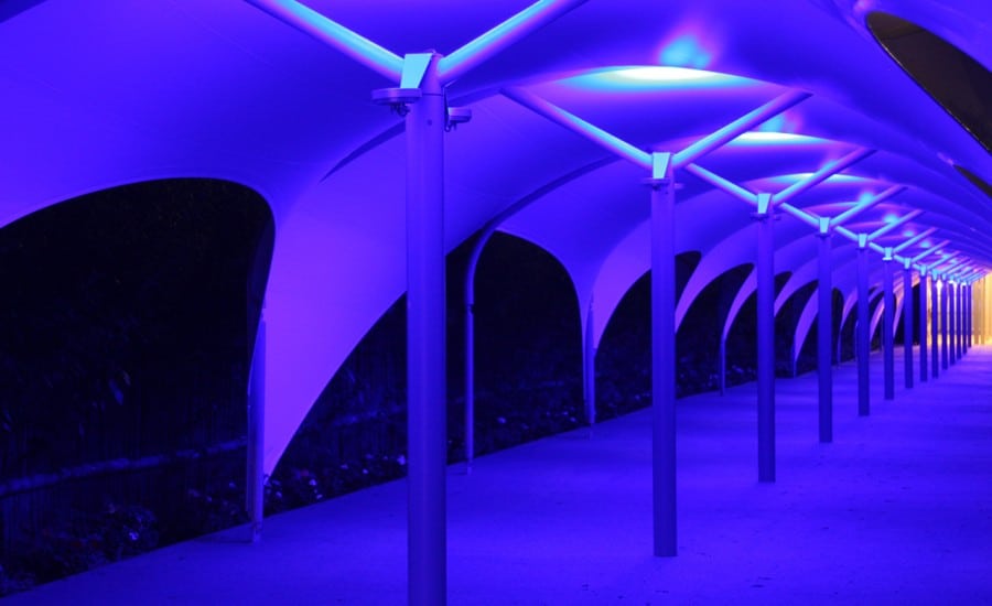 Architecturally lit walkway canopy 