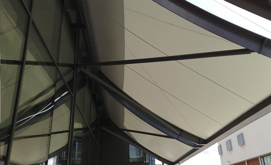 Cantilevered PVC entrance canopy