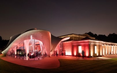 Fabric structure at night