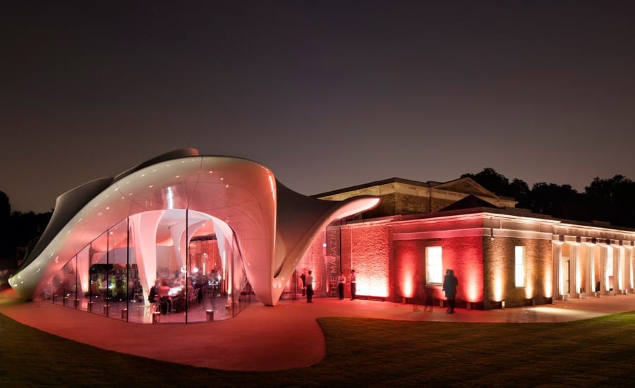 Fabric structure at night 