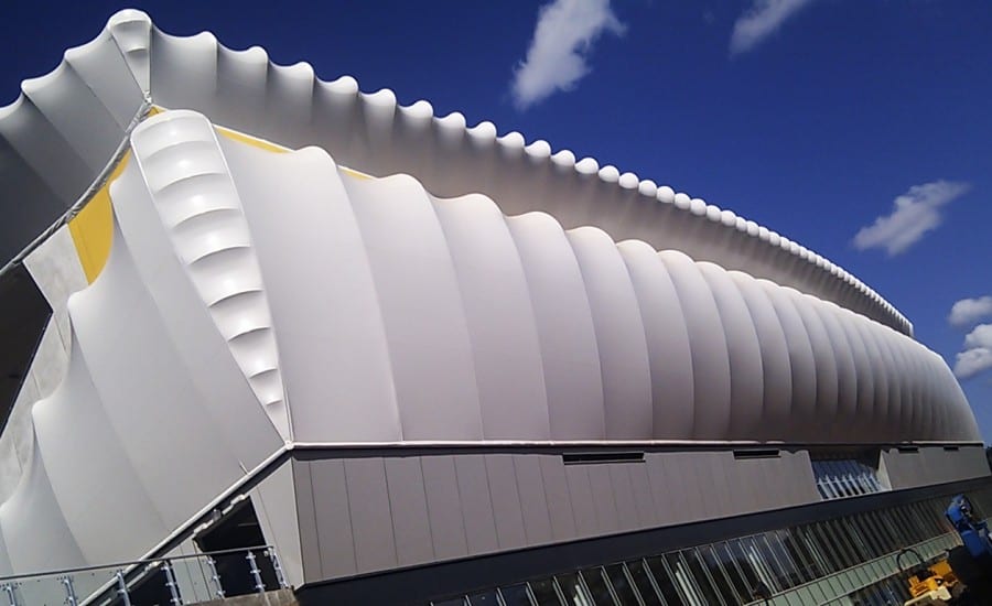 Engineered tensile fabric stadium structure 