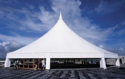 Tensile canopy staging space