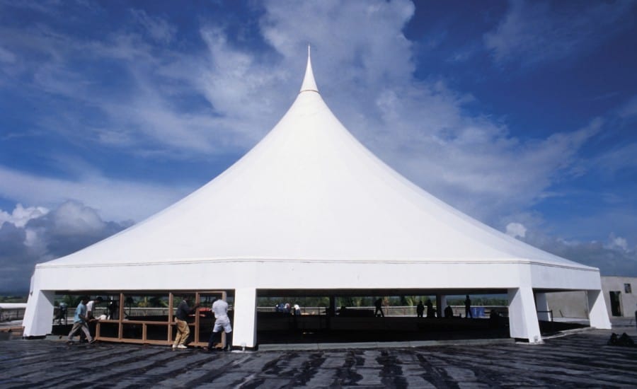 Tensile canopy staging space