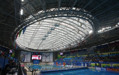 ETFE cushion roof system over aquatics centre