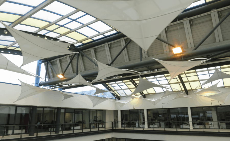 Suspended fabric kites 