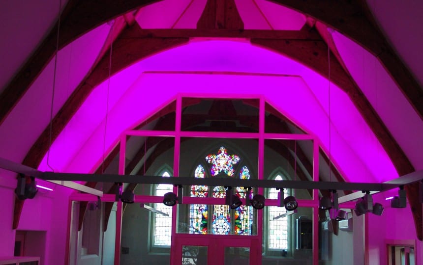Interior fabric canopy with interactive lighting