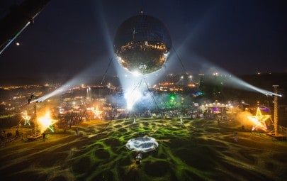 Inflated fabric disco ball