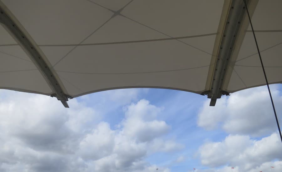 Close up of tensile fabric canopy