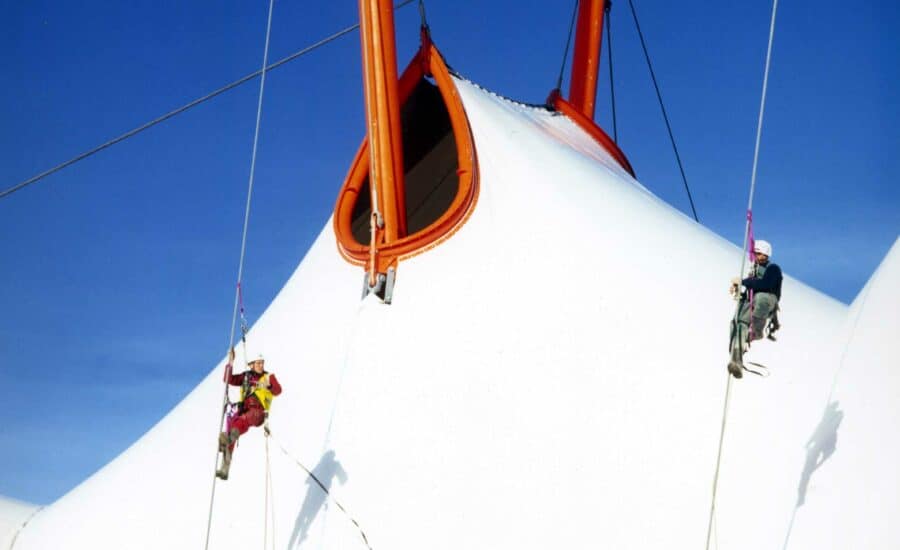 Large scale white fabric roof