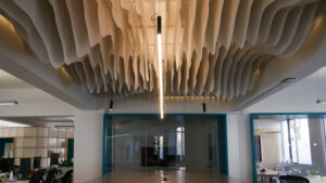 Ripple fabric ceiling systen