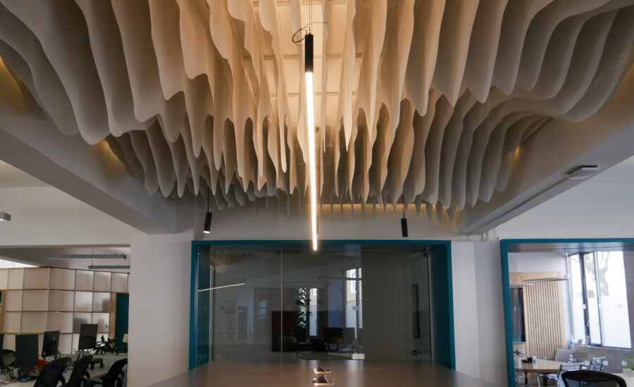 Ripple fabric ceiling systen