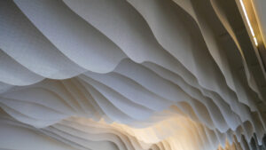 Feature ceiling fabric fins