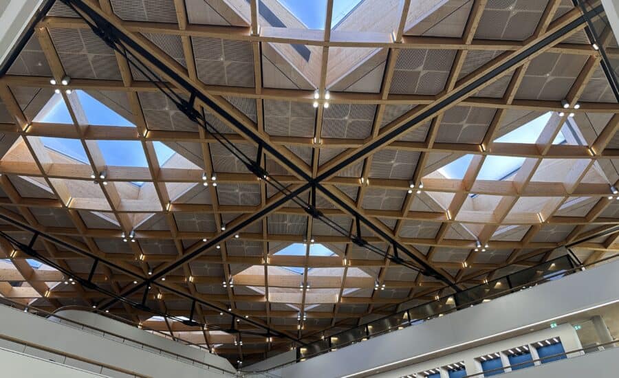 An example of ETFE foil rooflights in a commercial space