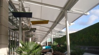 tensile fabric covered dining area