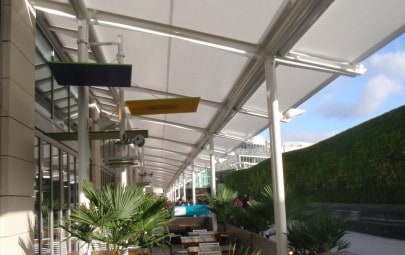 tensile fabric covered dining area