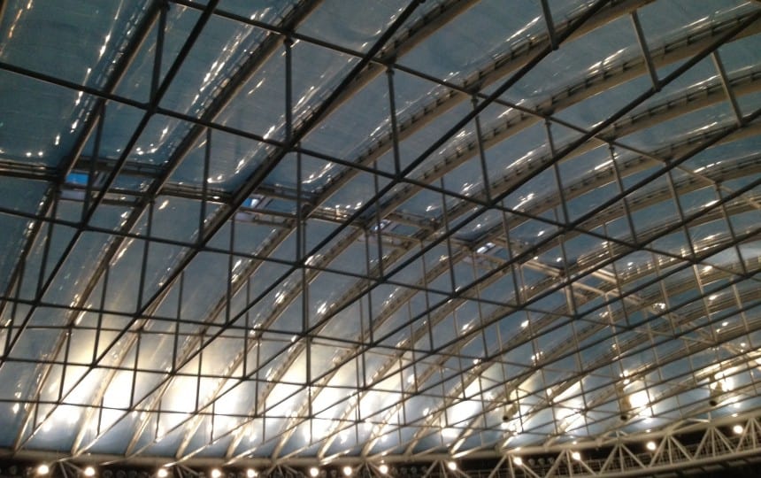 ETFE cushions over a swimming pool
