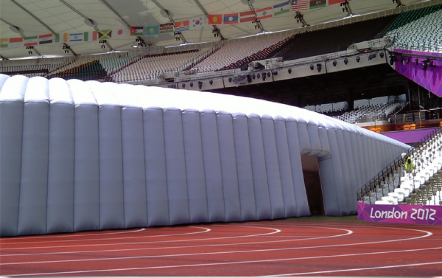 Inflated fabric tunnel for Olympics