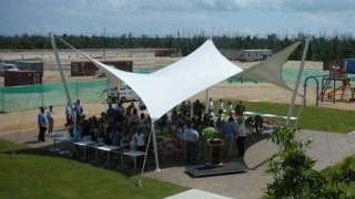 solar shading with tensile fabric canopy for awards presentation