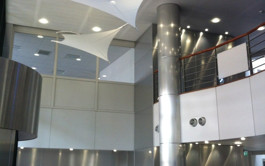 Office hypars using PVC glass fabric