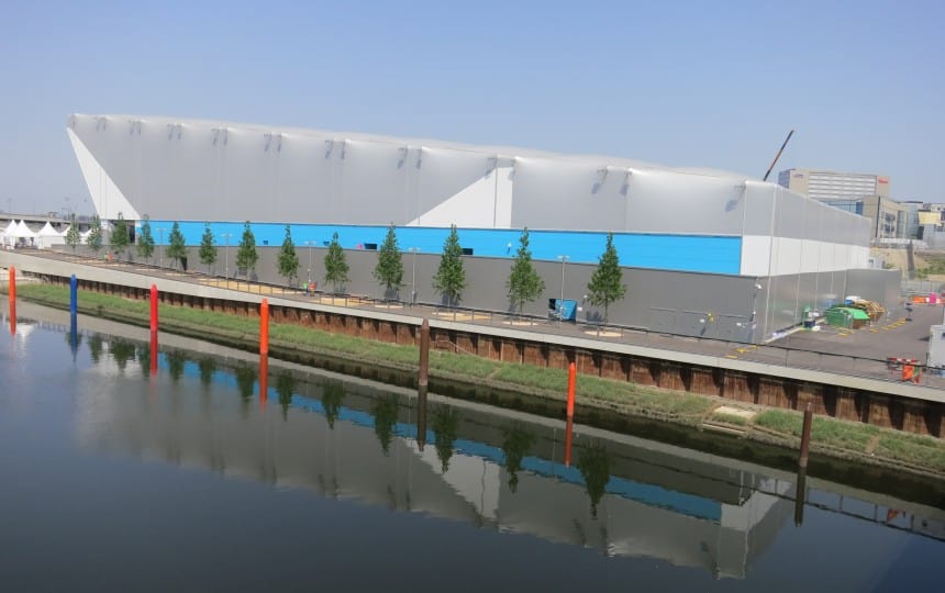 Inflated fabric building for Olympic Water polo