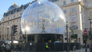 PVC inflated dome over statue