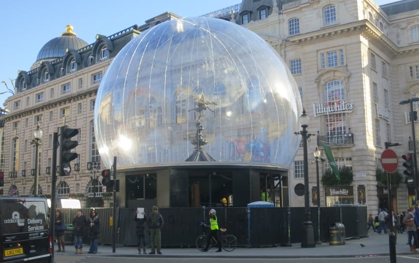 PVC inflated dome over statue