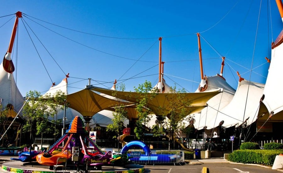 Tensile fabric shopping centre canopy