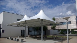 double conic shade structure for picnics