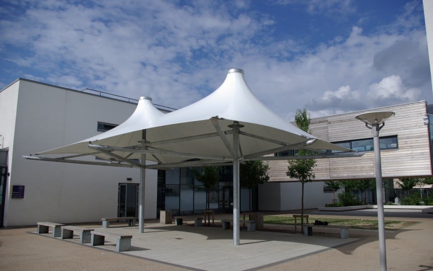 double conic shade structure for picnics