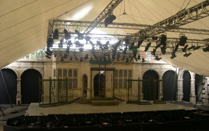 demountable fabric PVC stage and performance canopy