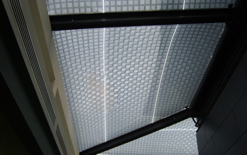 ETFE foil roof with intelligent printing