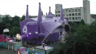 Inflatable fabric stage structure