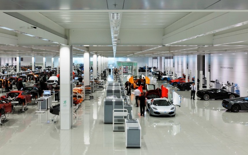 Mclaren factory fabric ceiling installation