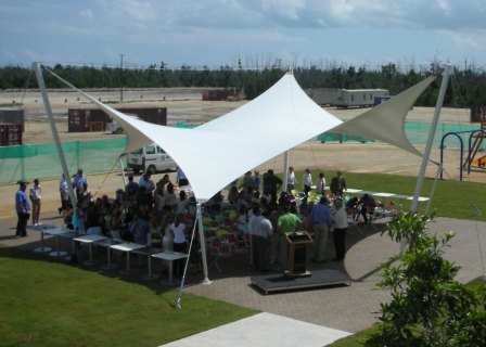 Temporary tensile fabric structure