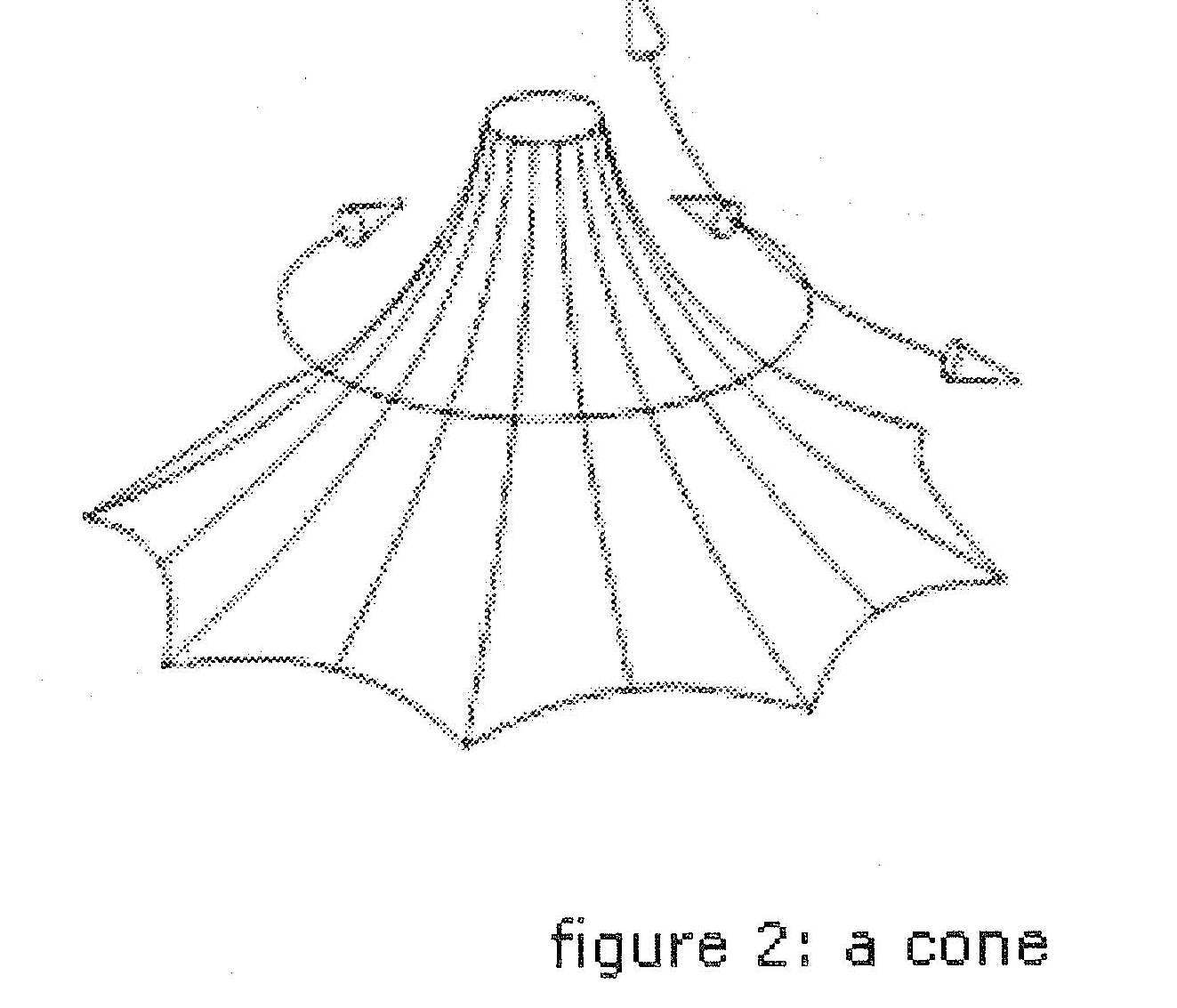 A tensile fabric cone