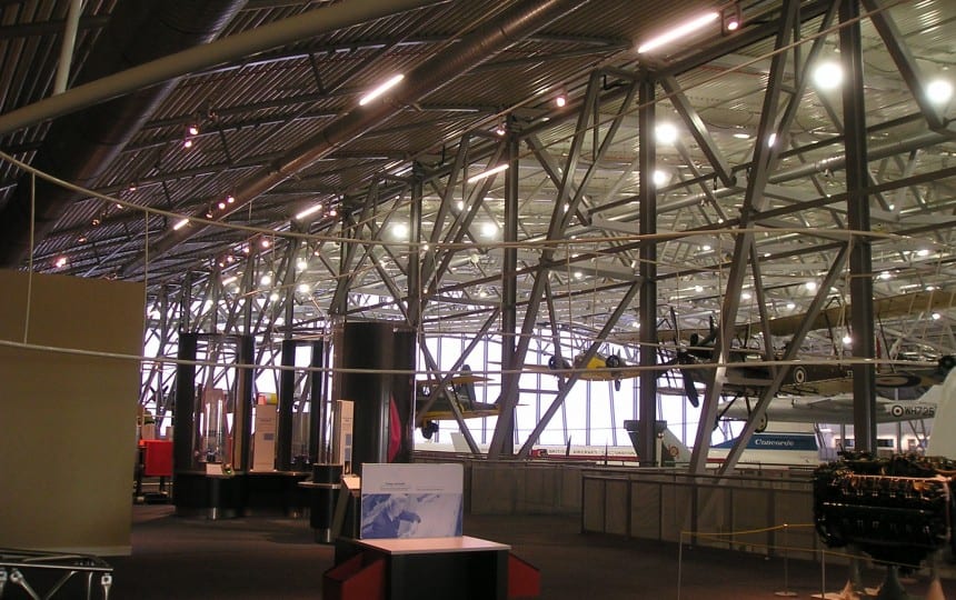 Duxford internal fabric banners with planes