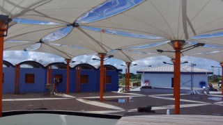 PTFE fabric canopies at Piarco Airport